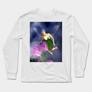 Fairy faerie flying in flowers dragonfly wings Long Sleeve T-Shirt